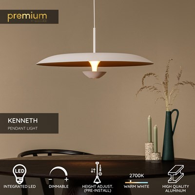 Lucide KENNETH - Pendant light - Ø 60 cm - LED Dim. - 1x16W 2700K - White | Premium